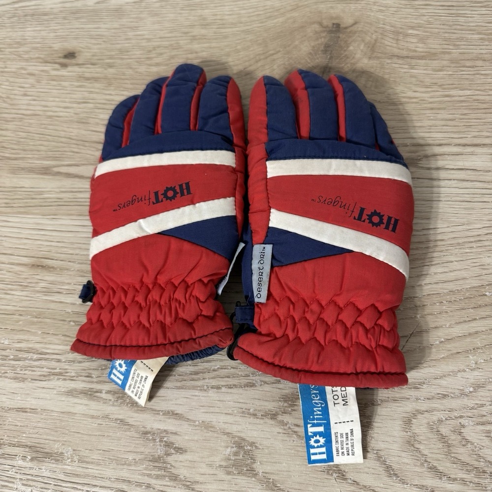 Hot Fingers Red Blue White Childrens Winter Ski Gloves‎ Size M Tots